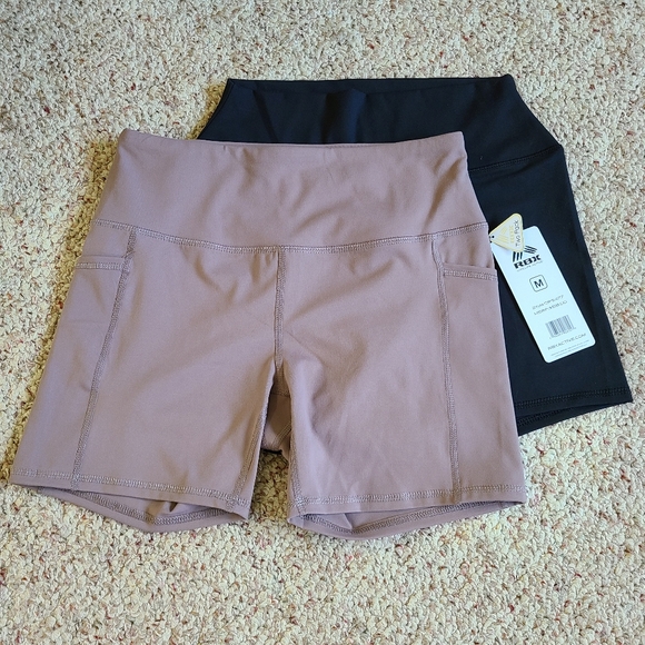 2pk RBX Women's Athletic Bike Shorts Size M - Black & Mauve - Picture 1 of 4